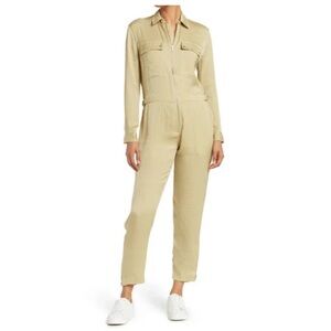 ATM Anthony Thomas Melillo Satin Utility Jumpsuit in a light green size L